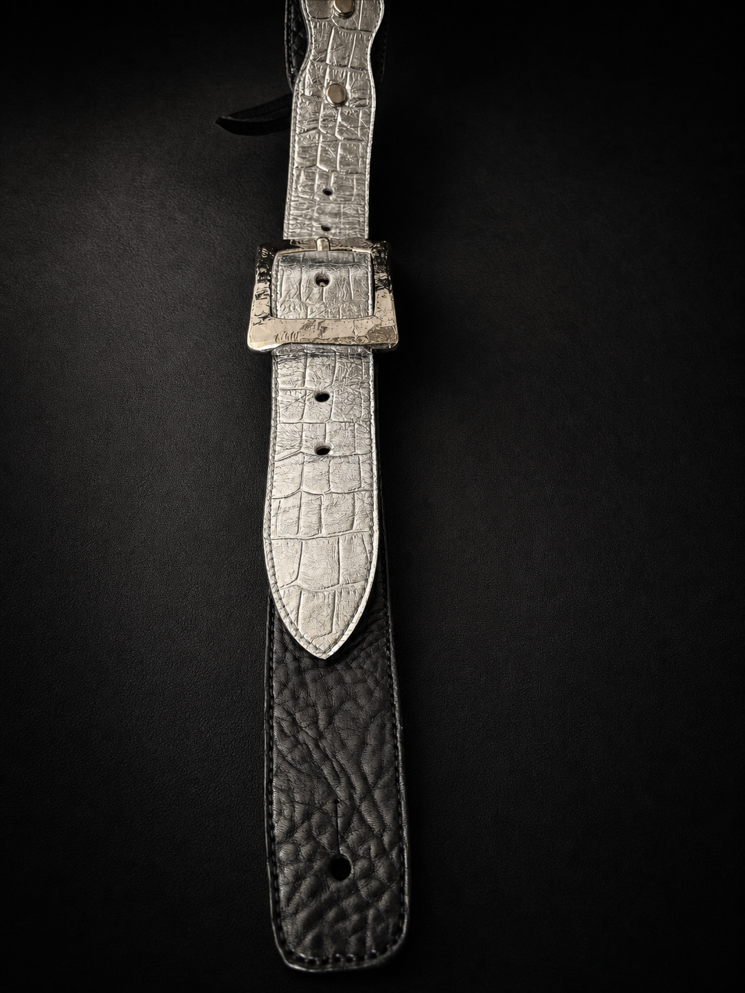 Buckle and hardware detail on ANJIN TsukasaJames handmade leather strap
