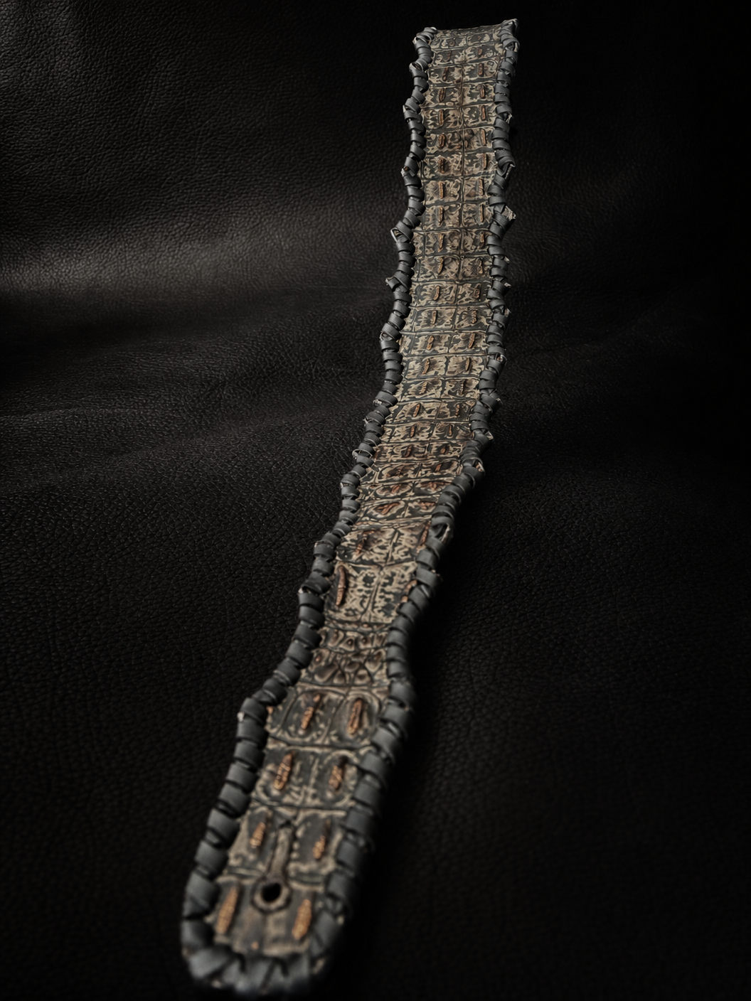 Close-up of braided edge detail on EN-RYU ARMOR TsukasaJames leather strap