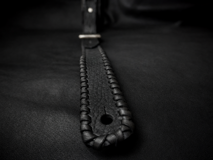 HINAWA leather guitar strap adjustment buckle close-up, TsukasaJames