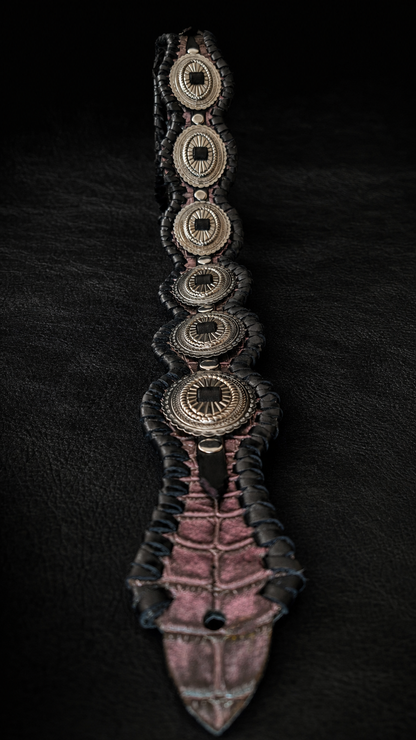 Detail of croc-embossed cowhide leather on RAIDEN TsukasaJames strap